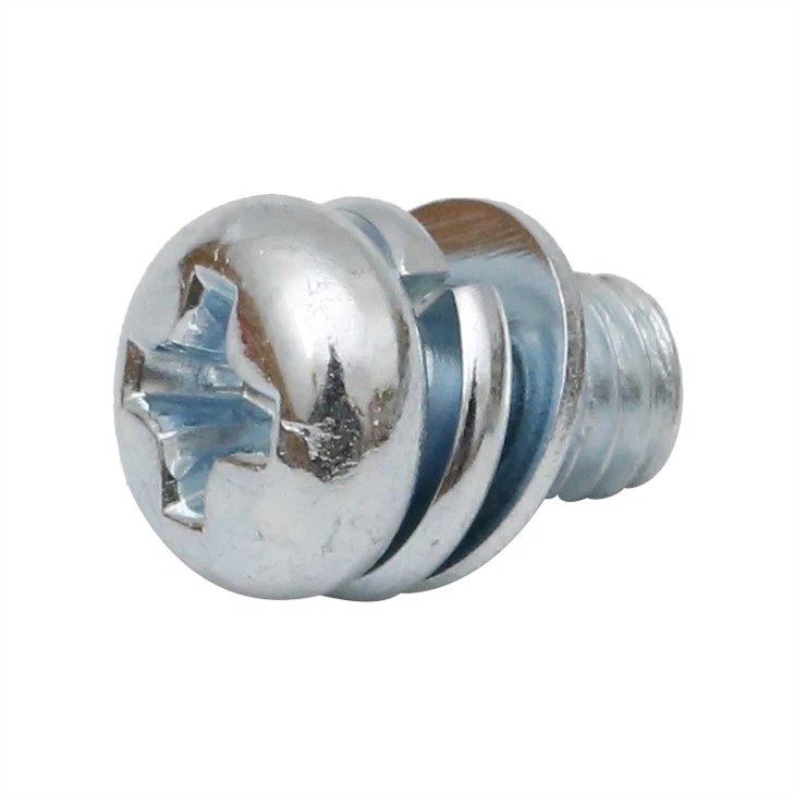 Zinc plated phillips pan head machine screw with washers