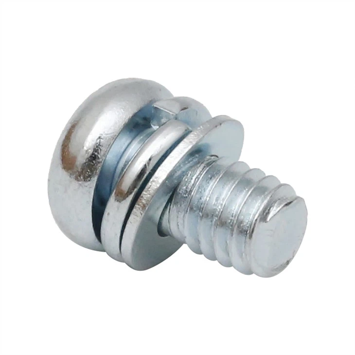 Zinc plated phillips pan head machine screw with washers